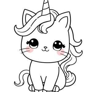 Pusheen Cat Unicorn Cute Kawaii Unicorn Coloring Page coloring page for kids