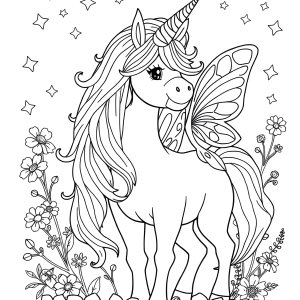 Unicorn And Fairy Coloring Page High Quality coloring page for kids