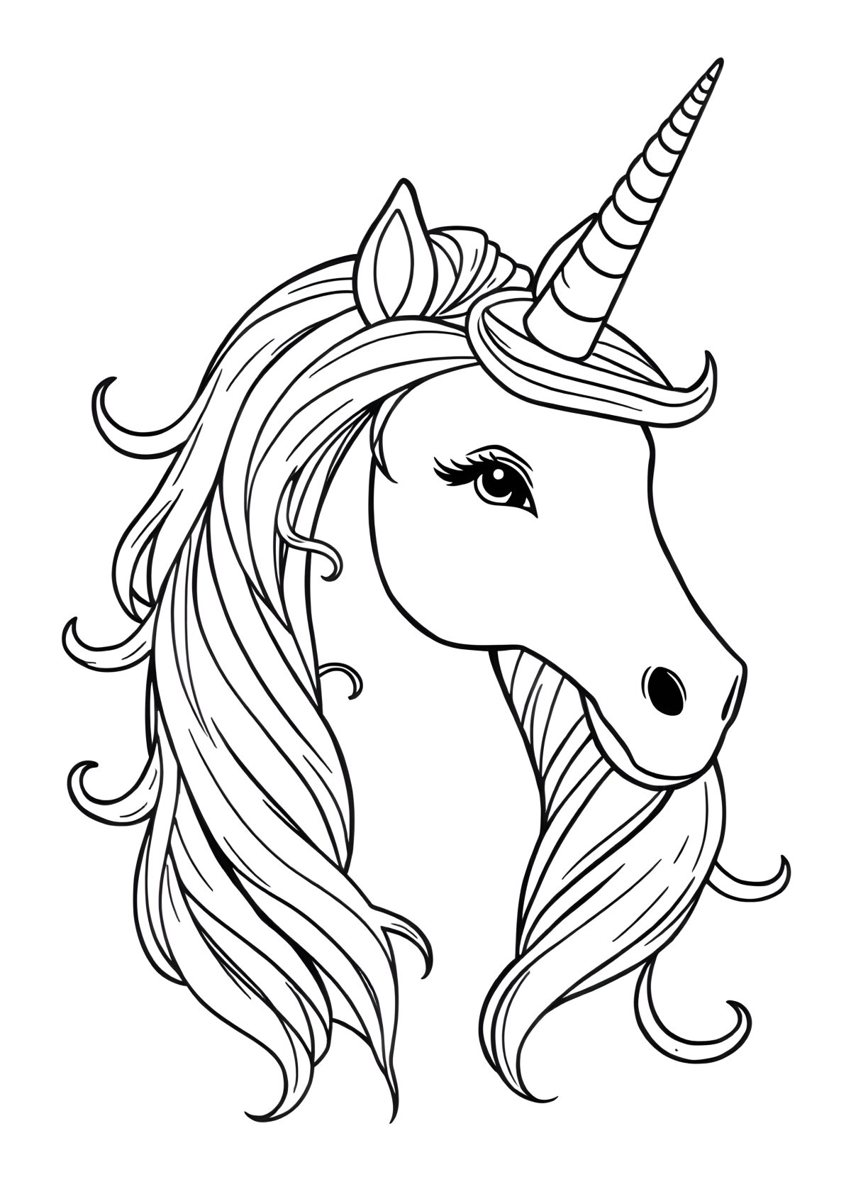 Beautiful Beautiful Realistic Unicorn Coloring Page coloring page for kids