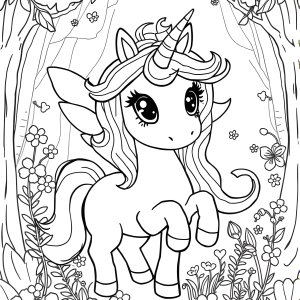 Fairy Adorable Cute Unicorn Coloring Page coloring page for kids