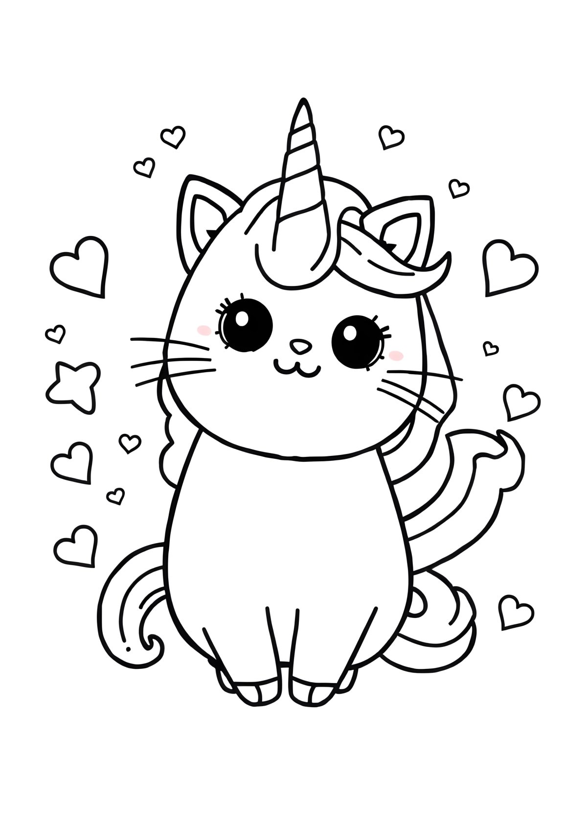 Pusheen Cute Kawaii Unicorn Coloring Page coloring page for kids