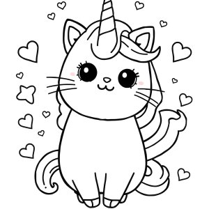 Pusheen Cute Kawaii Unicorn Coloring Page coloring page for kids