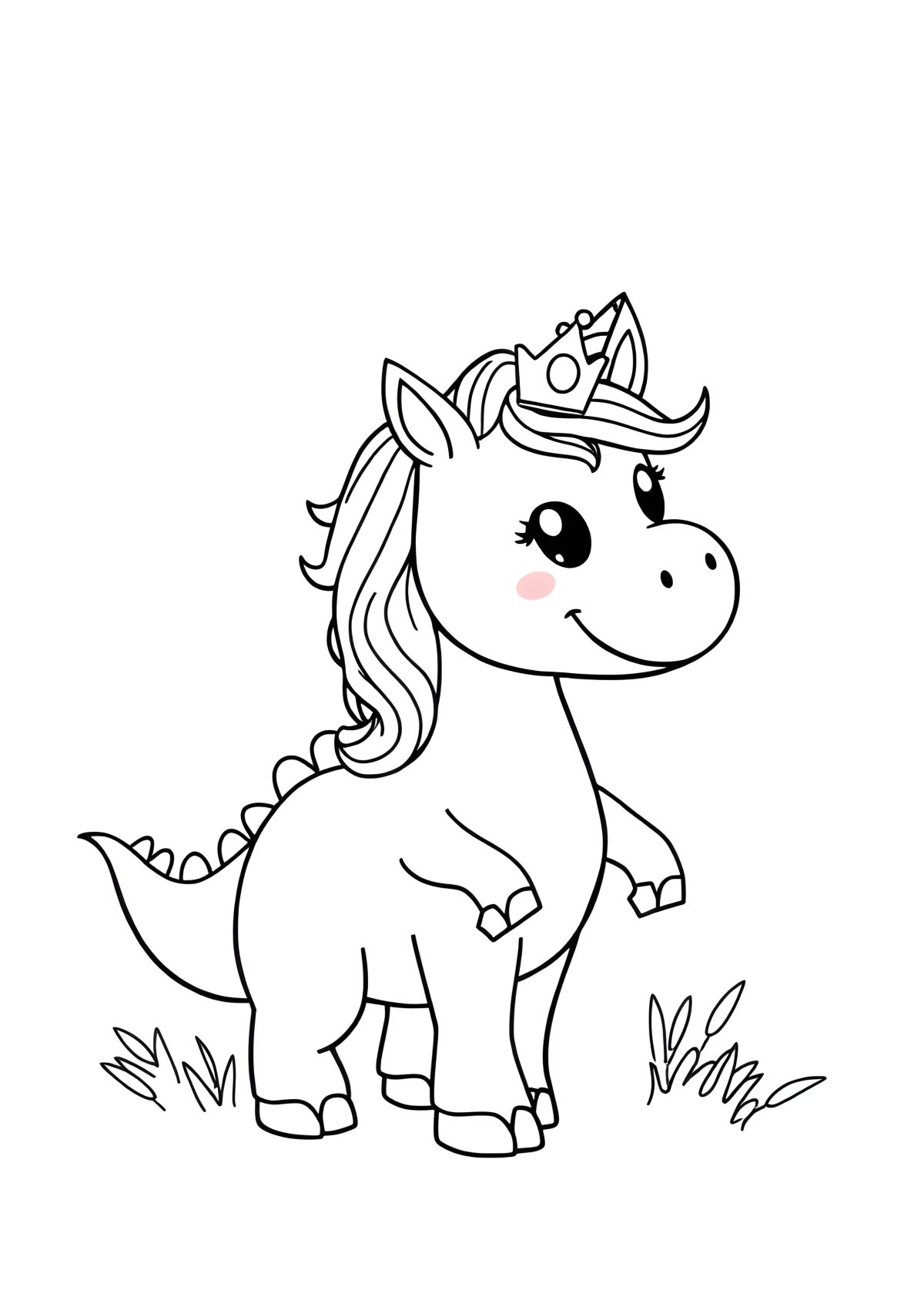 Unicorn And Dinosaur Coloring Page coloring page for kids