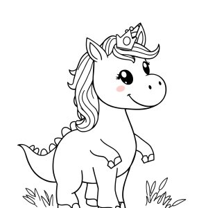 Unicorn And Dinosaur Coloring Page coloring page for kids