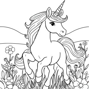 Coloring Page Realistic Colorful Unicorn Drawing coloring page for kids