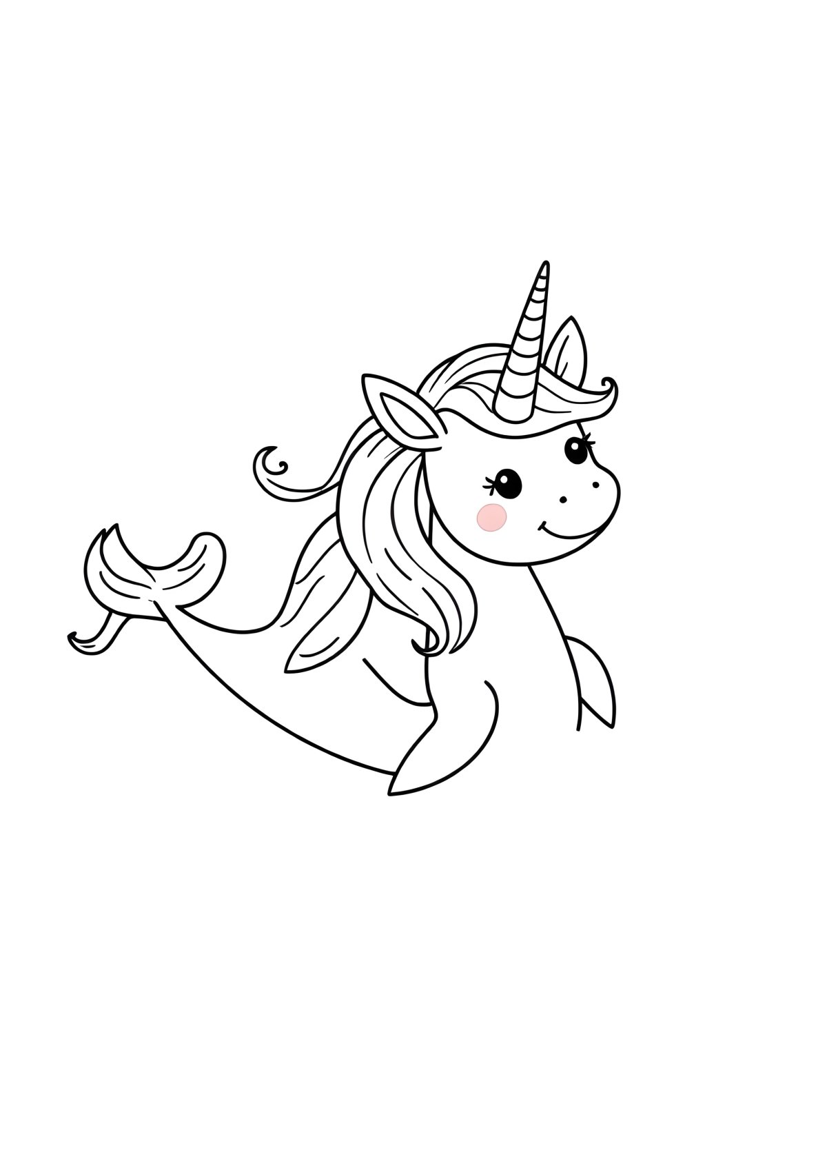 Unicorn And Narwhal Coloring Page coloring page for kids