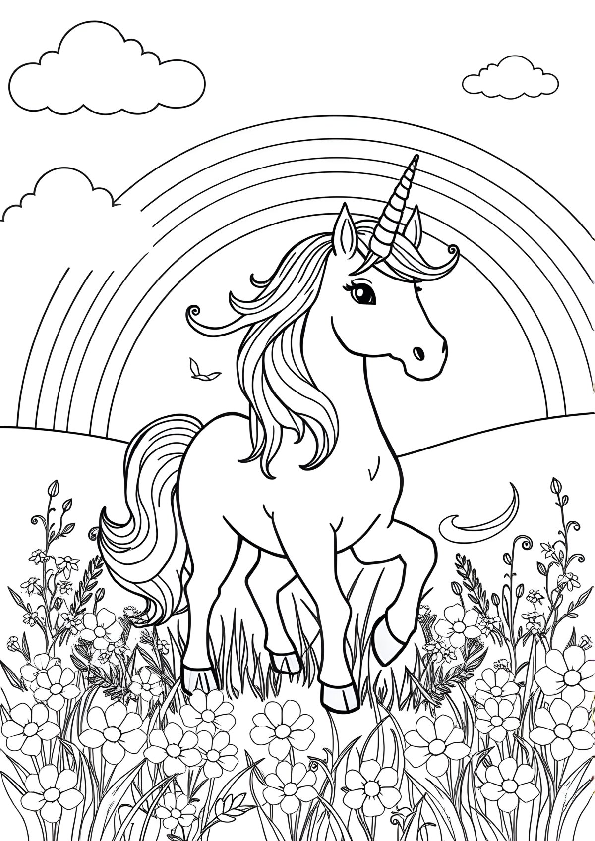 Coloring Page Unicorn Real coloring page for kids