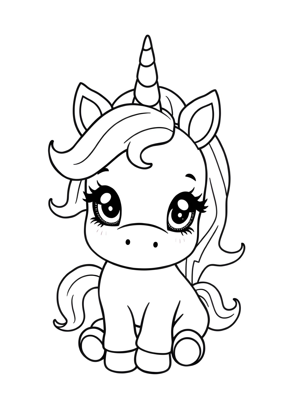 Colouring Super Cute Cute Baby Unicorn Coloring Page coloring page for kids