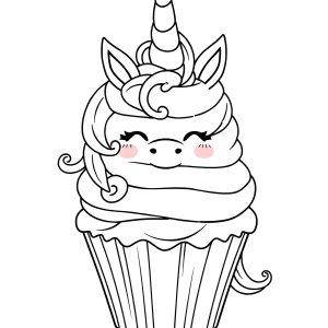 Unicorn Cupcake Colouring Page coloring page for kids