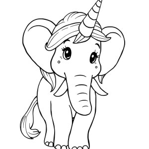 Unicorn Elephant Coloring Page coloring page for kids