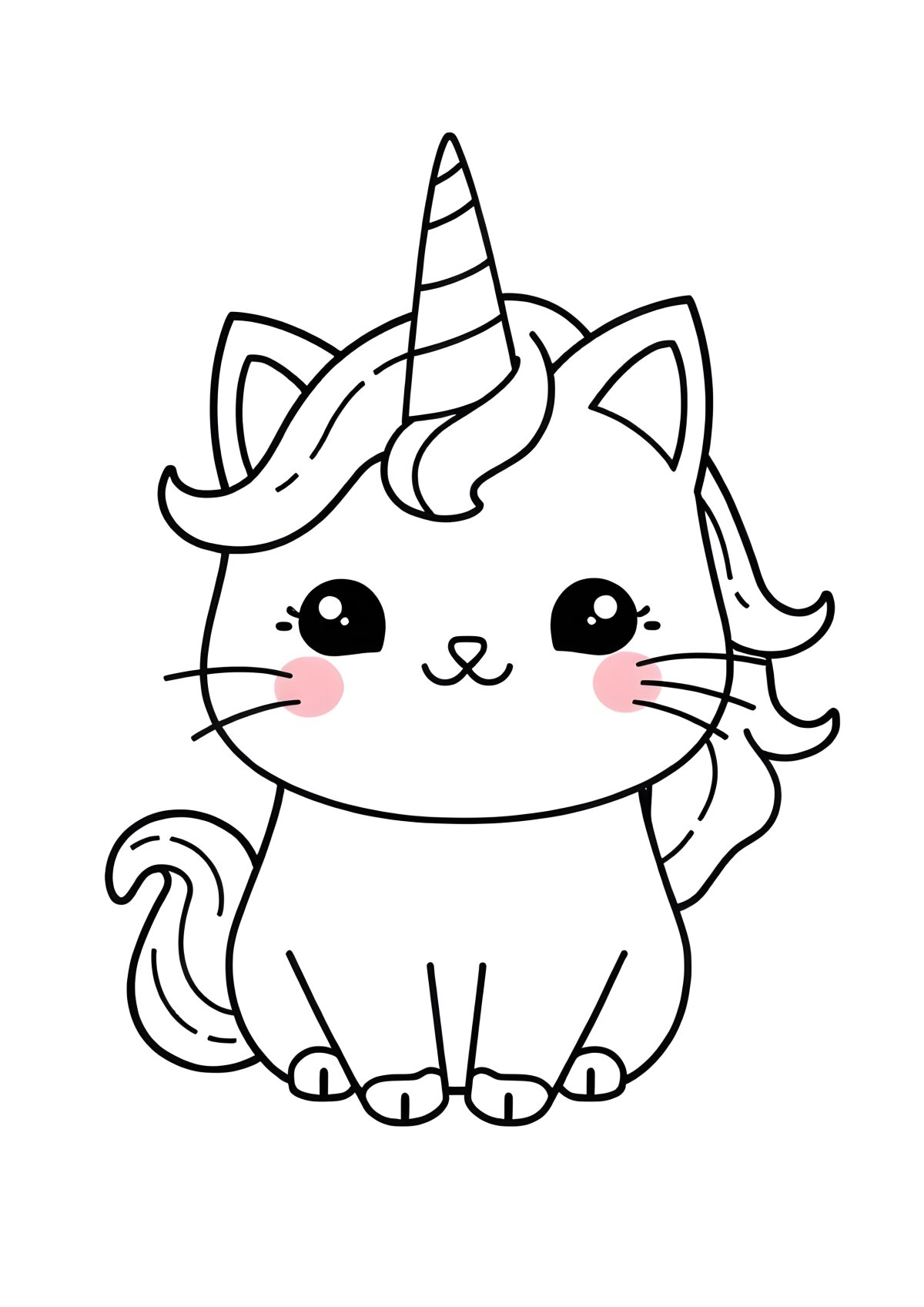 Unicorn Kawaii Pusheen Cat Coloring Page coloring page for kids