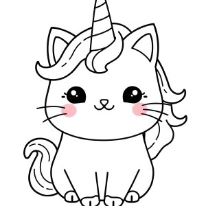 Unicorn Kawaii Pusheen Cat Coloring Page coloring page for kids