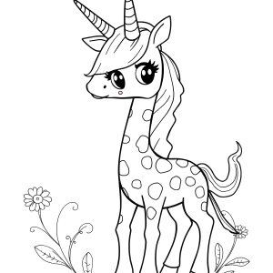 Unicorn Giraffe Coloring Page coloring page for kids