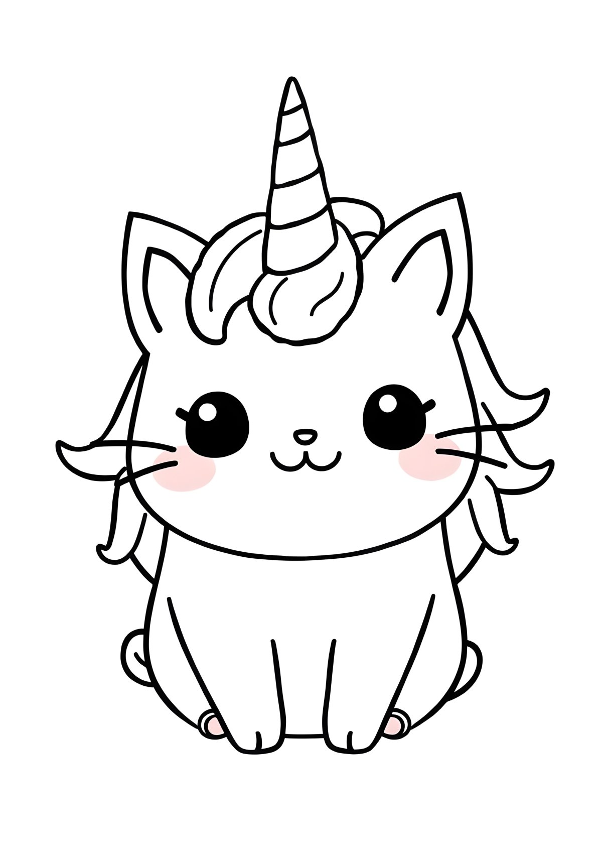 Unicorn Kawaii Pusheen Coloring Page coloring page for kids