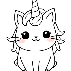 Unicorn Kawaii Pusheen Coloring Page coloring page for kids