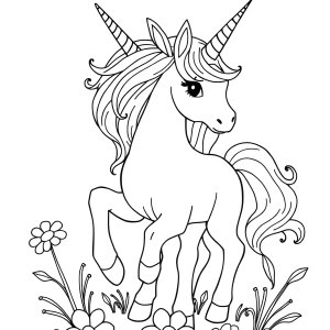 Cute Realistic Unicorn Coloring Page coloring page for kids