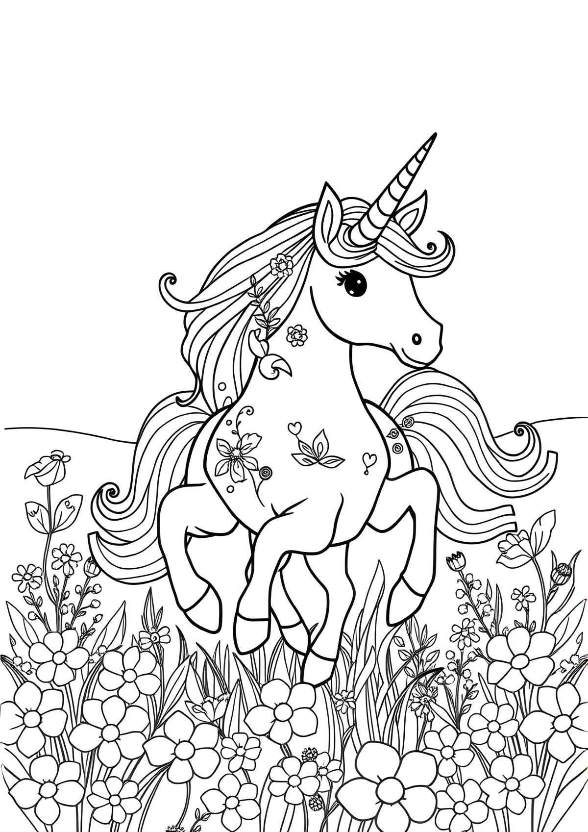 Unicorn Coloring Page For Printing Pdf coloring page for kids