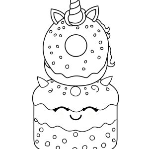 Unicorn Donut Unicorn Cake Coloring Page coloring page for kids