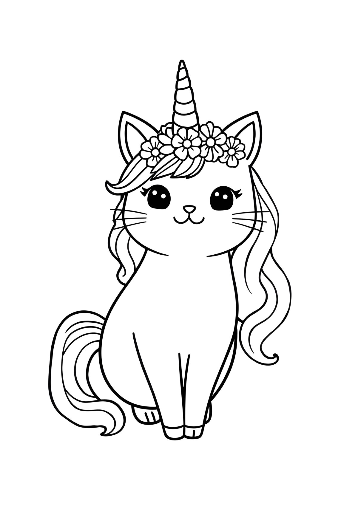 Unicorn Printable Pusheen Coloring Page coloring page for kids