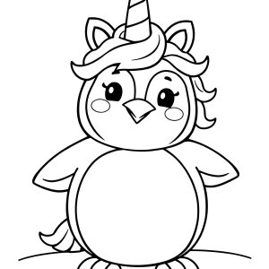 Unicorn Penguin Coloring Page coloring page for kids