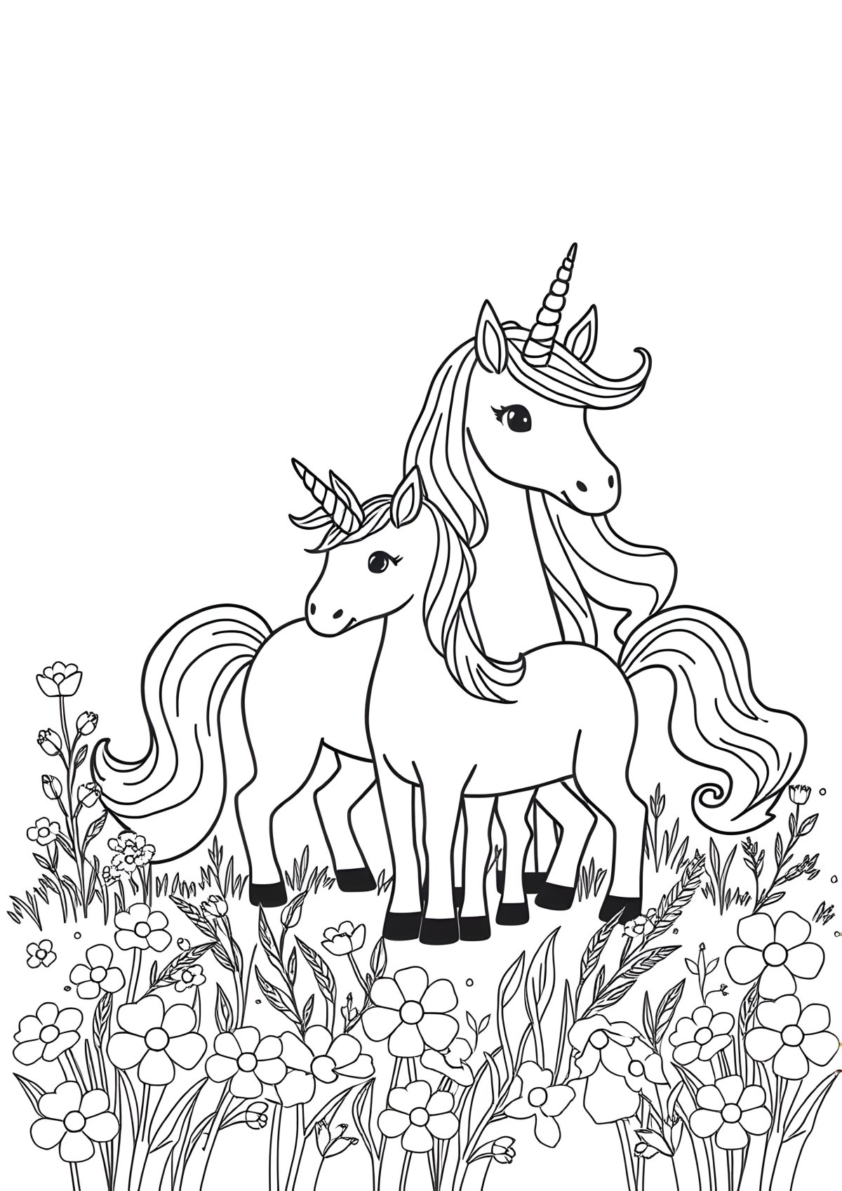 Family Of Unicorns Coloring Page coloring page for kids