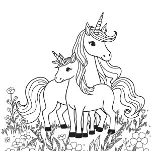 Family Of Unicorns Coloring Page coloring page for kids