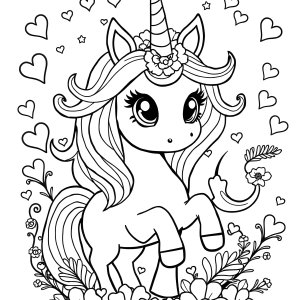 Full Page Cute Unicorn Coloring Page Printable coloring page for kids