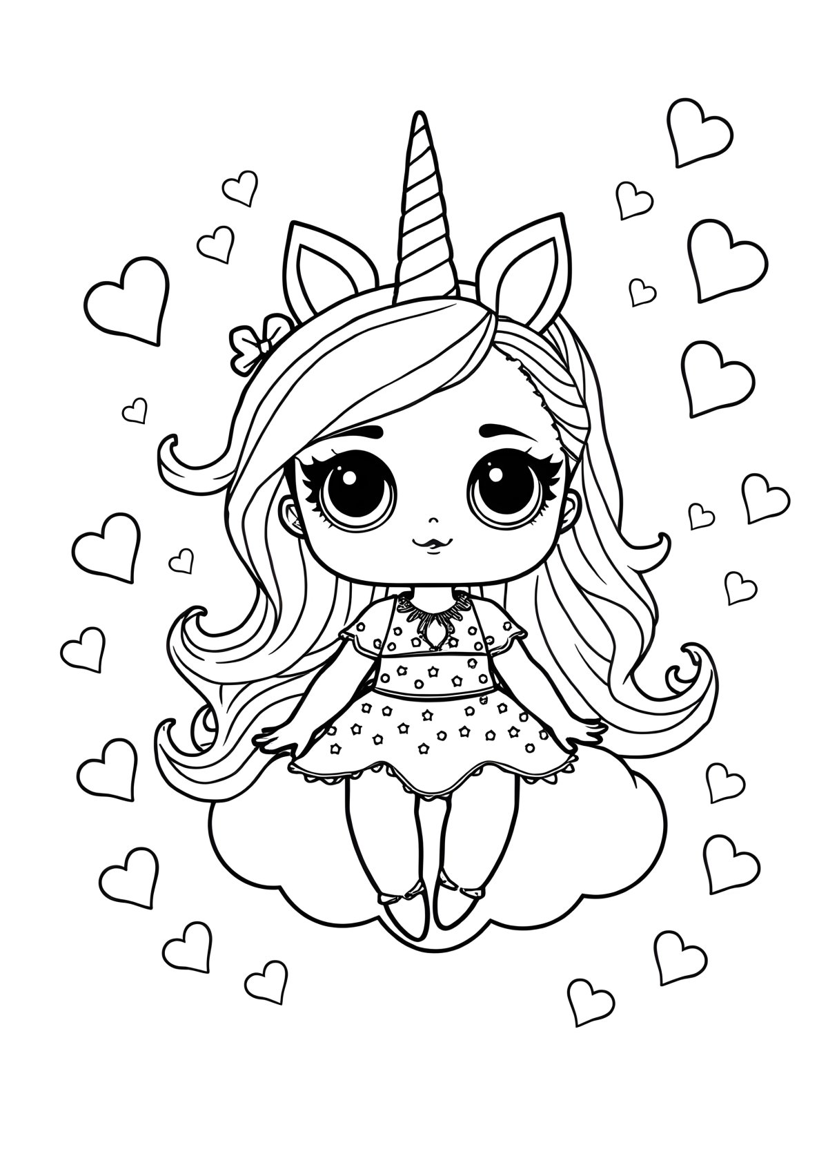 Lol Doll Unicorn Girl Coloring Page coloring page for kids