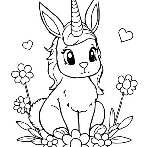 Unicorn Rabbit Coloring Page coloring page for kids
