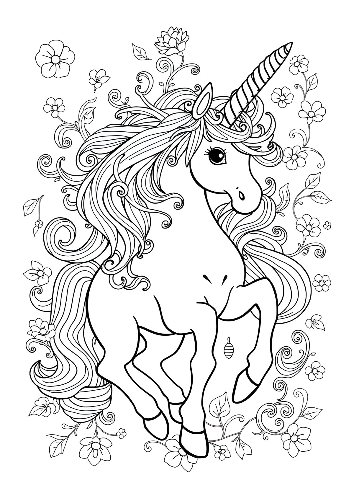 Detailed Unicorn Coloring Page For Adults coloring page for kids