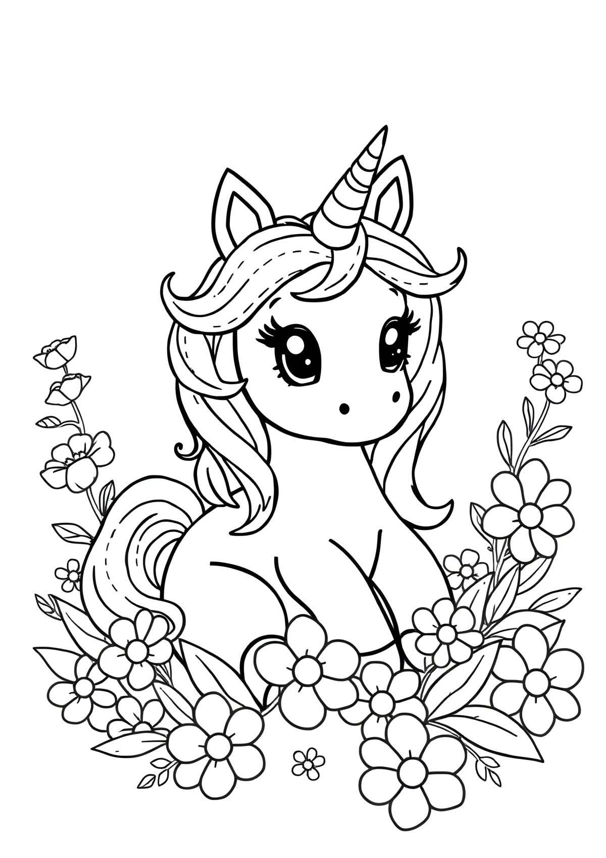 Full Size Cute Unicorn Baby Unicorn Unicorn Coloring Page coloring page for kids