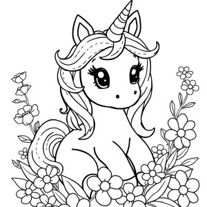 Full Size Cute Unicorn Baby Unicorn Unicorn Coloring Page coloring page for kids