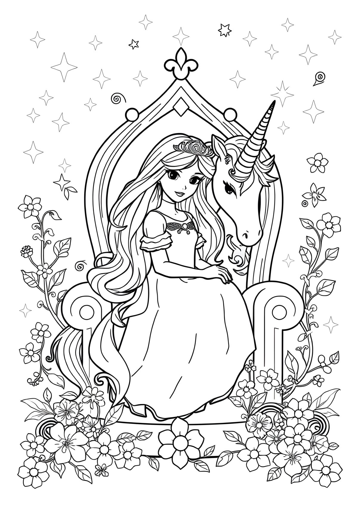 Unicorn Princess Luna Princess Coloring Page coloring page for kids