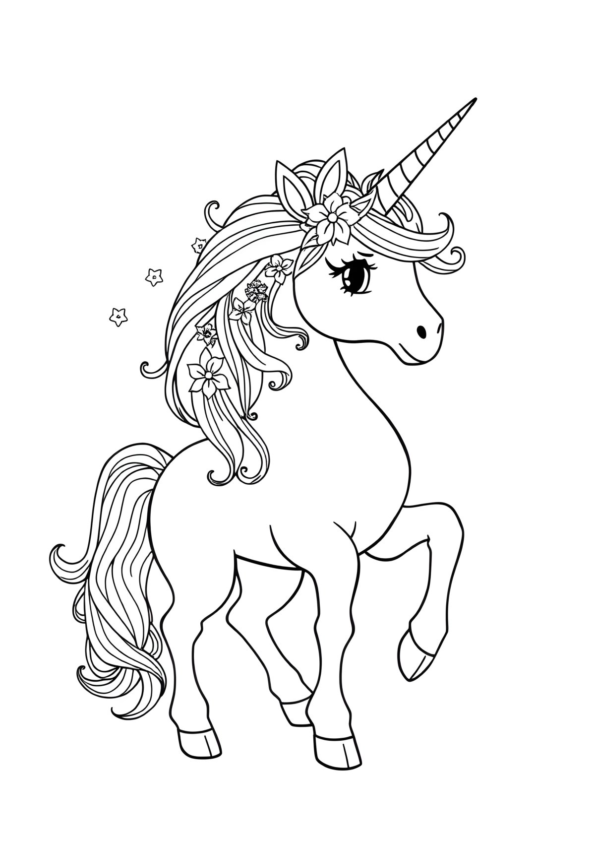 Detailed Unicorn Coloring Page For Kids coloring page for kids