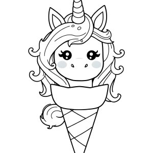 Ice Cream Cute Kawaii Unicorn Coloring Page coloring page for kids