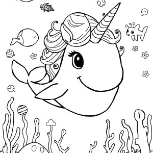 Unicorn Whale Coloring Page coloring page for kids