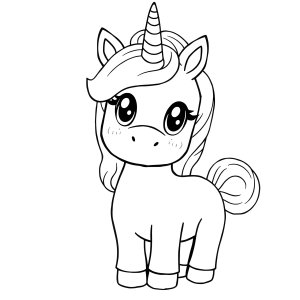 Kawaii Baby Unicorn Coloring Page coloring page for kids