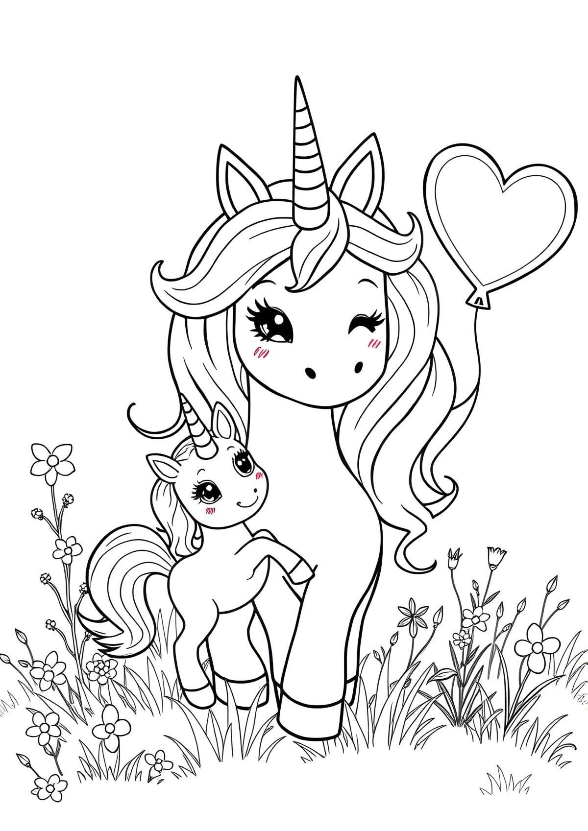 Mommy Unicorn Coloring Page coloring page for kids
