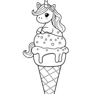 Cute Unicorn Ice Cream Coloring Page coloring page for kids