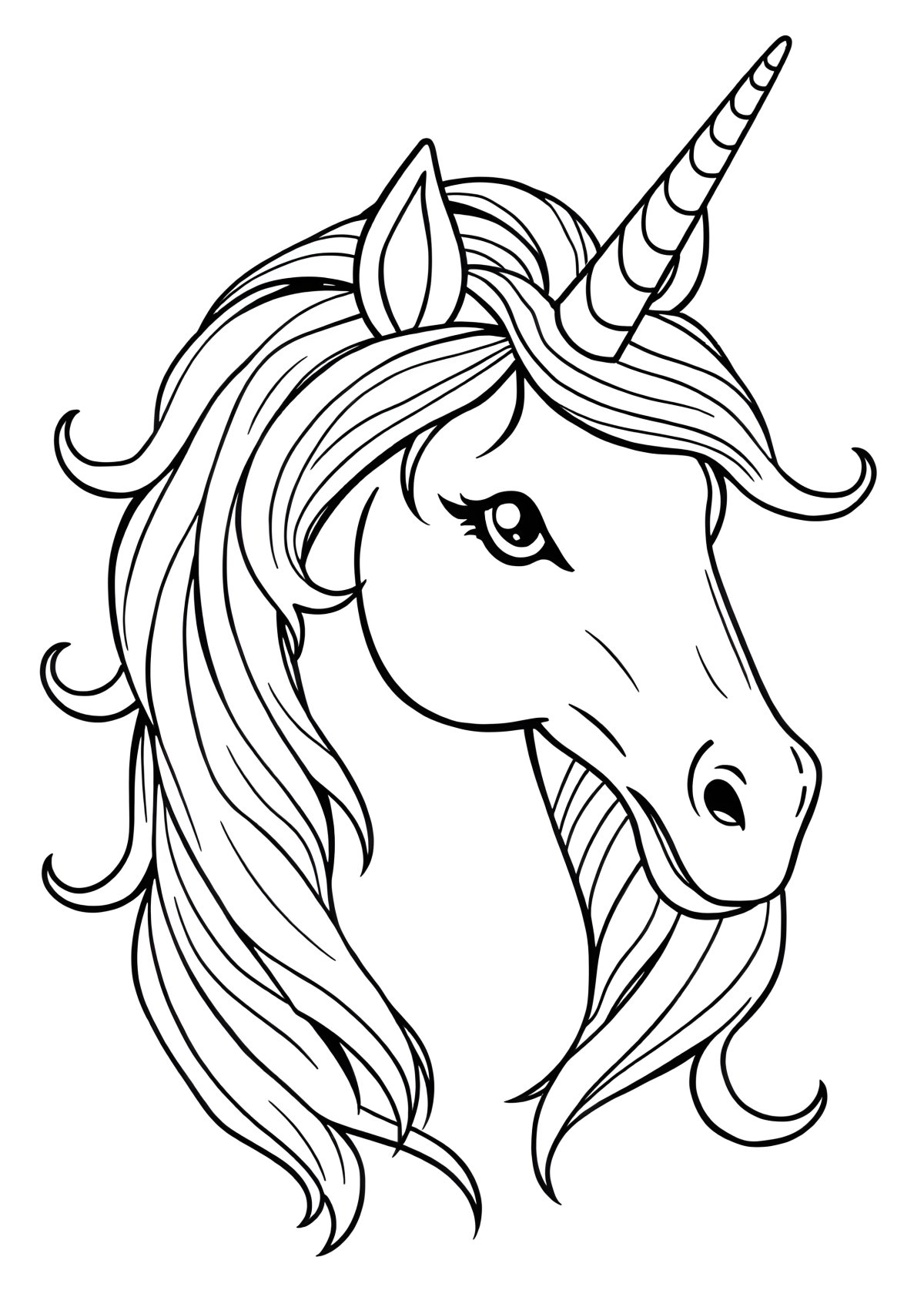 Hard Realistic Unicorn Coloring Page coloring page for kids