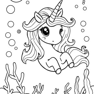 Water Unicorn Coloring Page coloring page for kids