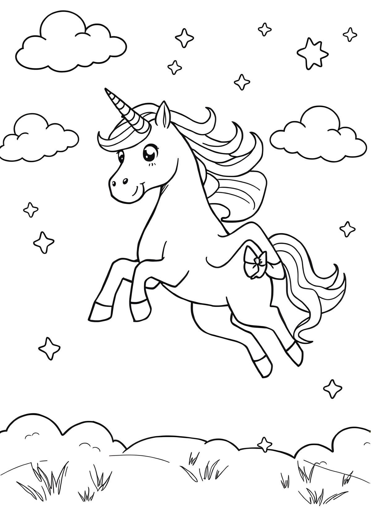 Jumping Unicorn Coloring Page coloring page for kids