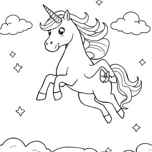Jumping Unicorn Coloring Page coloring page for kids