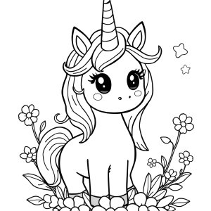 Kawaii Coloring Page For Kids Unicorn coloring page for kids