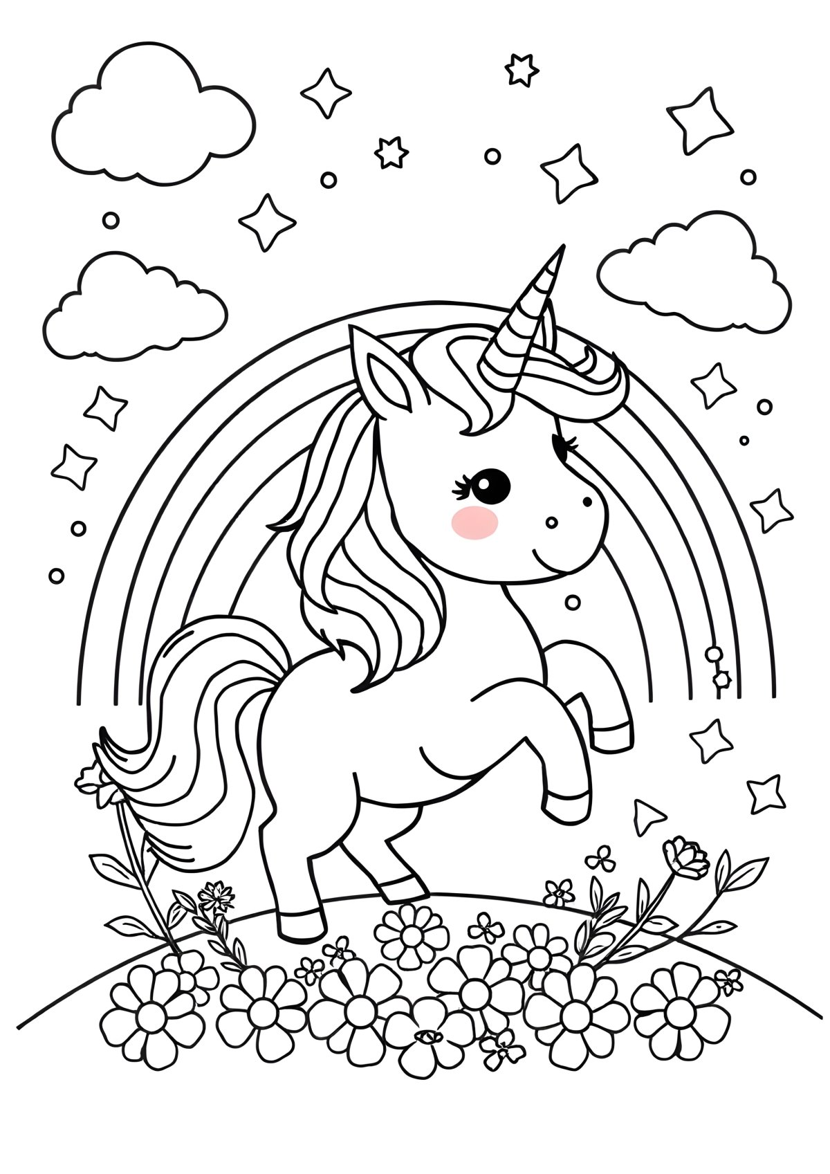 Rainbow Baby Unicorn Coloring Page coloring page for kids