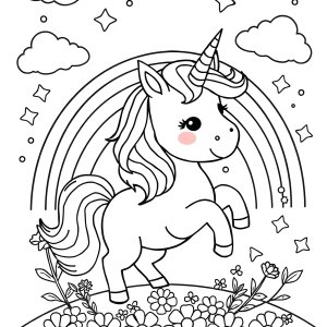 Rainbow Baby Unicorn Coloring Page coloring page for kids