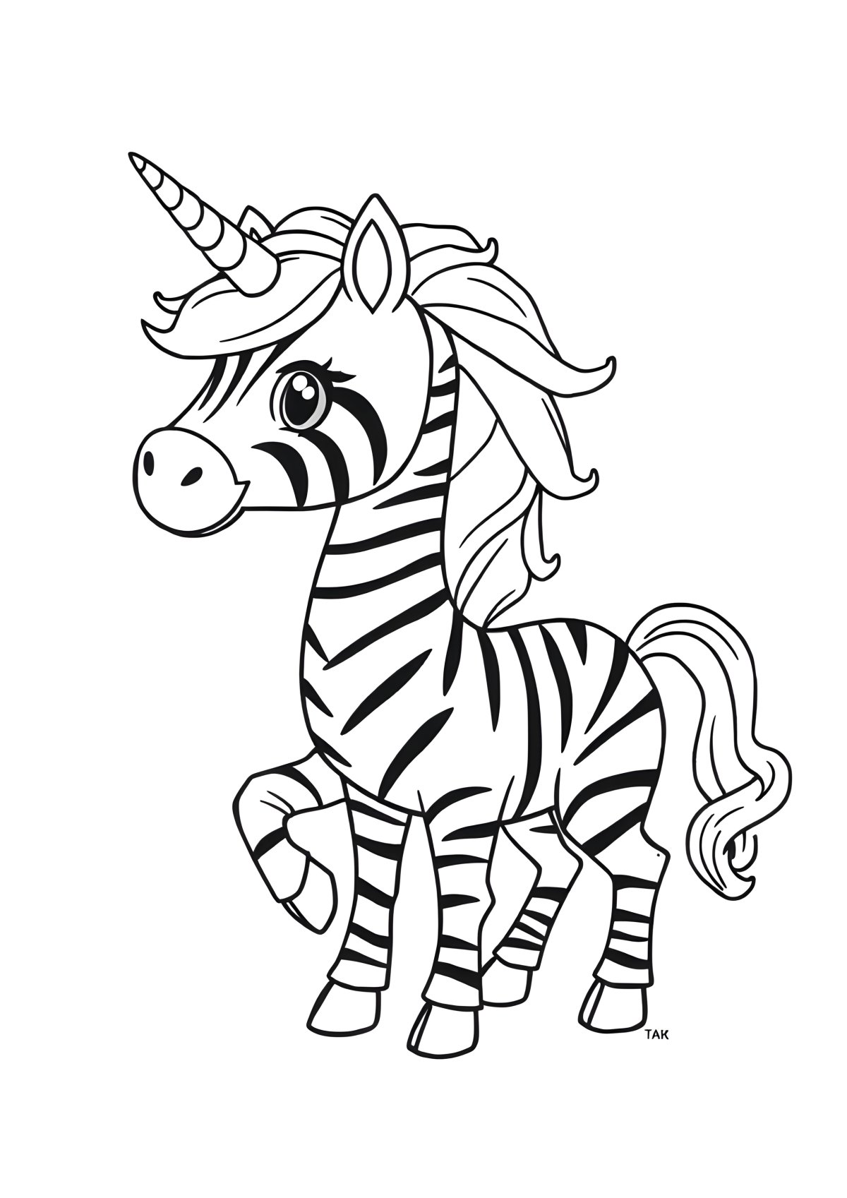 Zebra Unicorn Coloring Page coloring page for kids