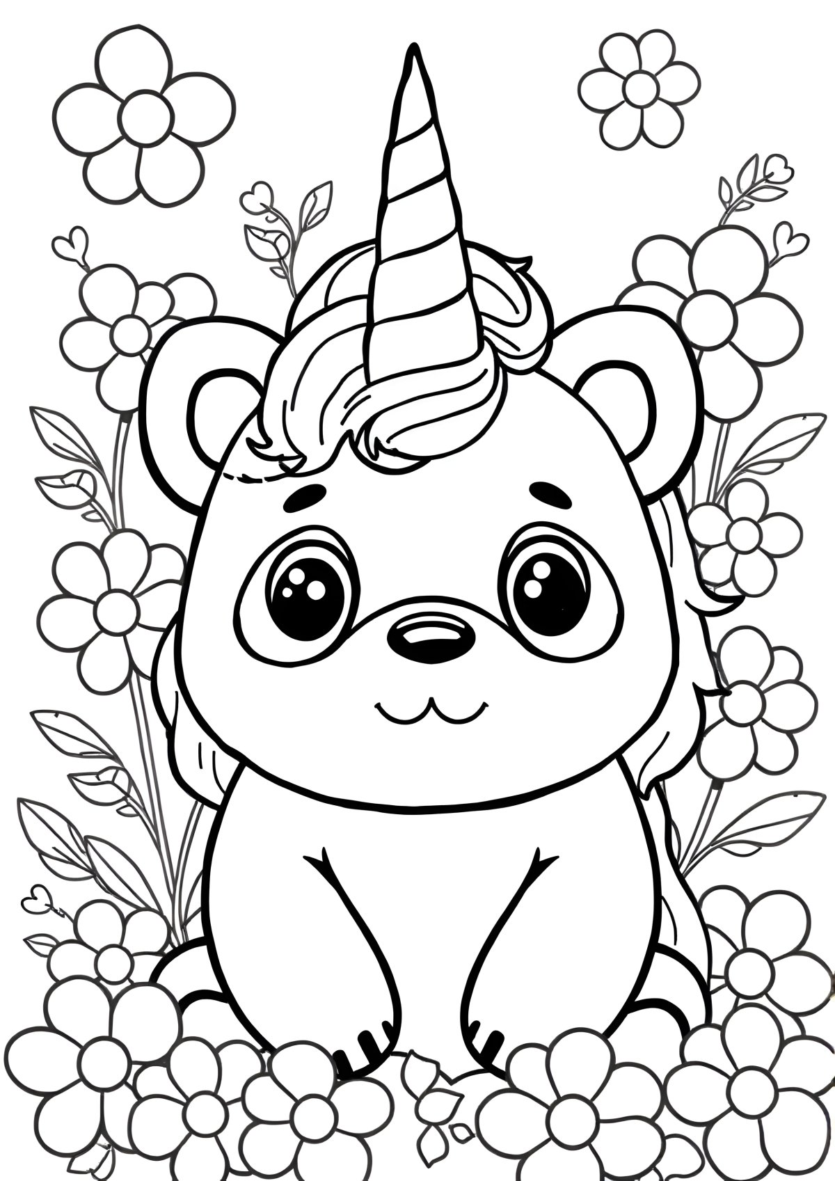 Cute Unicorn Panda Coloring Page coloring page for kids