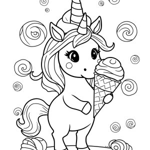 Free Printable Unicorn Ice Cream Coloring Page coloring page for kids