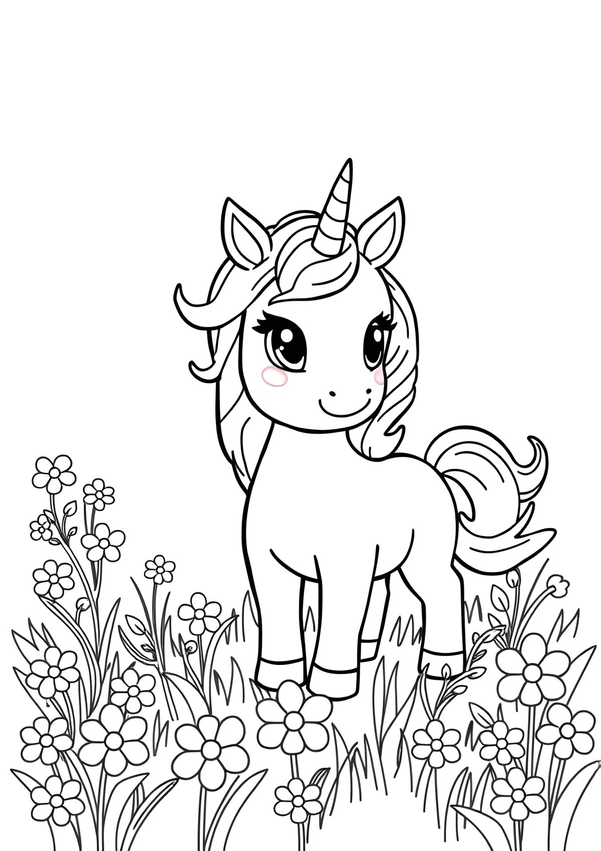 Little Unicorn Coloring Page coloring page for kids